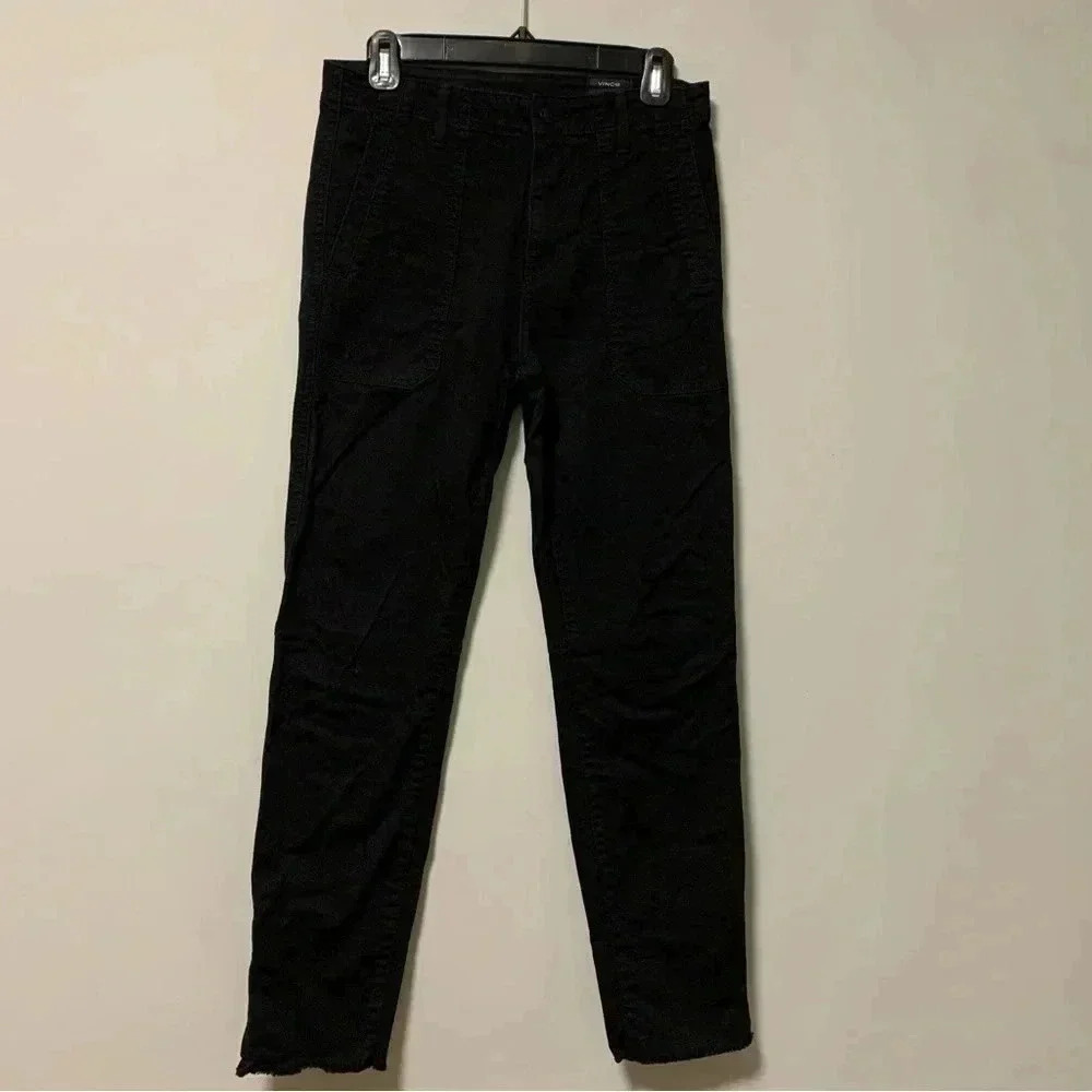 Vince black pants zip details ankle